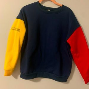 Yellow, Red, and blue sweatshirt